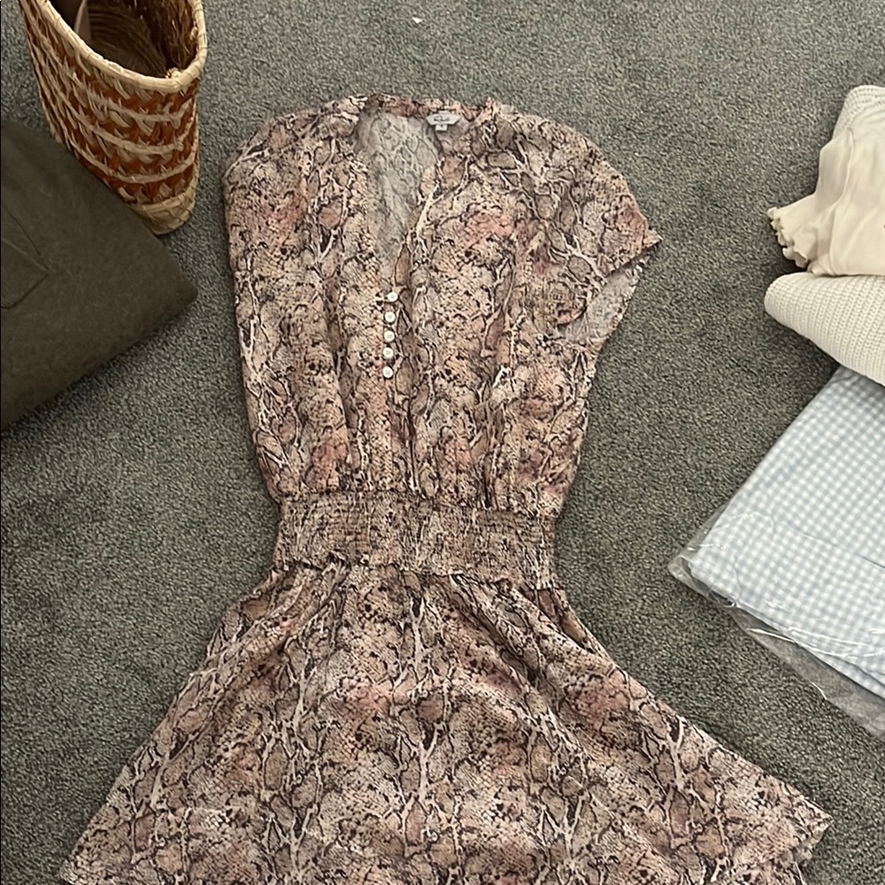 Rails Brown Tan Sleeveless V-neck A-line Mini Dress